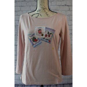 NWT LOFT Women’s Pink Fruit Seeds Long Sleeve Blouse | Size M